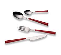 ECHTWERK Set di posate "Basic" con manici in plastica, posate da campeggio, posate da picnic, posate da viaggio leggere, 24 pezzi, fino a 6 persone, acciaio inox 18/0, rosso