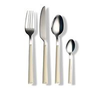 ECHTWERK Set di posate "Basic" con manici in plastica, Posate da campeggio, Posate da picnic, Posate leggere da viaggio, 16 pezzi, fino a 4 persone, acciaio inossidabile 18/0, Crema
