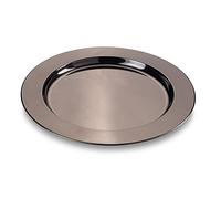 ECHTWERK Set di sottopiatti/piatti da portata 'Shiny', sottopiatti in acciaio inossidabile, piatti decorativi per matrimoni, vassoio da portata, set da tavola, Ø 33,2 cm, Edizione Black, 2 pezzi