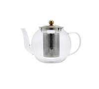 ECHTWERK Teiera in vetro borosilicato, colino e coperchio in acciaio inox, resistente al calore, brocca in vetro adatta per bevande calde e fredde come tè, caffè, acqua, edizione oro, 1000 ml