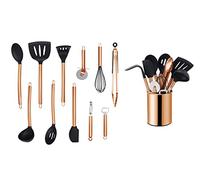 ECHTWERK Utensili da cucina, Set di 12 utensili da cucina, Posate con manico in acciaio inox, Portautensili, Ausili domestici in silicone antiaderente, Edizione rame