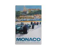 ECHUN Poster decorativo su tela con auto da corsa vintage Grand Prix de Monaco 1966, 30 x 45 cm