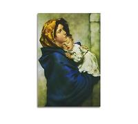 ECHUN Poster decorativo su tela da parete con immagine di Cattolicesimo La Vergine Maria che tiene il bambino, 40 x 60 cm