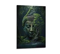 ECHUN Poster Zen con Buddha nella natura, su tela, decorativo, da parete e pittura, 30 x 45 cm