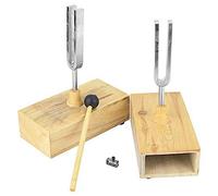 Echwave 2 pz Tuning Fork con legno risonatore, 440HZ Virbration strumento sperimentale con 1 pz Tuning Fork Knocker