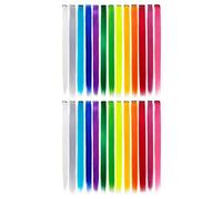 Echwave 26 Pezzi Colorati Punti Salienti Del Partito Clip Colorata Nelle Estensioni Dei Capelli 55 Cm Posticci Sintetici Dritti