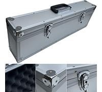 ECI® Valigetta in alluminio color argento con schiuma a cubetti, coperchio rimovibile, valigetta in alluminio, cassetta degli attrezzi, 710 x 155 x 240 mm