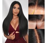 Ecibeny Parrucche senza colla per capelli umani pre pizzicate pre-tagliate 7x4 parrucche frontali in pizzo dritto parrucche con chiusura per capelli umani parrucche frontali in pizzo densità 180% per