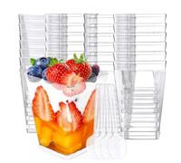 EcjoyHub 50 Tazze da Dessert Bicchierini di Dessert Plastica 5 oz/160 ml Riutilizzabili con 50 Cucchiai Set di Ciotole da Dessert Monoporzione per Finger Food Gelato Mousse Budino Dolci Fai da Te