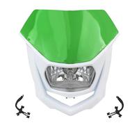 ECKBRJA Per Accessori Fanali Motori Per Suzuki Universal Enduro Motocross Protezione lampada frontale(Verde Bianco)