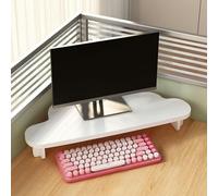 Eckmonitorständer, Computermonitorhalter, Weiß Natur, Büro- und Heim-Eckorganizer, Aufbewahrungsregal mit Beinen, platzsparender Eckständer mit Liftfunktion und stabiler Paneelhalterung (Weiß)