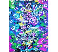 Eclectic Blue Sea Turtles, 200 Unlined, Bubble-Detailed, 8x11 Page, Hardcover Journal, Art Pad, Sketchbook, Drawing Book: Created With Hand-Drawn Art By: Artist Mary Elisabeth Linder @ MaryEMade