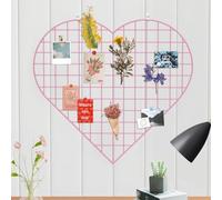 ECLENYES Pannelli da parete a griglia per foto, 56,9 x 51,8 cm, a forma di cuore, in ferro, organizer da parete, cornice portafoto fai da te per casa, ufficio, cucina, camera da letto, regali di