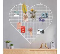 ECLENYES Pannelli da parete a griglia per foto, 56,9 x 51,8 cm, a forma di cuore, in ferro, organizer da parete, cornice portafoto fai da te per casa, ufficio, cucina, camera da letto, regali di