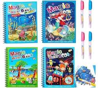 Eclet Magic Water - Set di 3 libri da colorare, divertimento illimitato con disegni, riutilizzabili, penne ad acqua grosse per bambini, design assortito