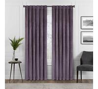 Eclipse Absolute Zero Harper Velvet Blackout Thermal Insulated Rod Pocket Curtains for Bedroom, Single Panel, 50" x 95", Plum