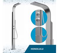 Four & More Designer Doccia da Giardino Doccia Esterna Doccia per Piscina Doccia a Pioggia Colonna Doccia Realizzata in Acciaio Inox Spazzolato V4A / 316 Modello Honolulu con Collegamento per Acqua