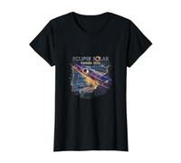 Eclipse Solar Total España 2026 Mappa Sentiero della Totalità Maglietta con Stampa Grafica Economica, Donna, Nero, L