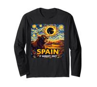 Eclissi Solare Totale 2 Agosto 2027 Bull Spain Notte Stellata Maglia a Manica