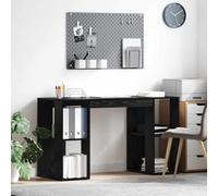 Eclith Scrivania con mensola nera effetto rovere, 130 x 50,5 x 75 cm, per casa, studio, camera dei ragazzi, con vano portaoggetti, gestione dei cavi, robusto materiale in legno, ideale per laptop