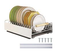 Eclove Cassetto Telescopico Estraibile per Cassetti da Cucina, Organizer da Cucina, Organizzatore Sottolavello, Scolapiatti con Scolapiatti e Manico in Legno per Cucinas e Soggiorno, 42×26×12cm (B)