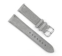 EcLusE Cinturino per orologio in pelle scamosciata vintage con cuciture, cinturino sportivo a sgancio rapido, ricambio,Grigio,19mm