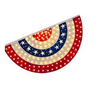 ECMQS Bandiera per fan illuminata a LED per feste nazionali, A | Luce LED integrata per recinzione, giardino di casa e decorazioni esterne, eventi patriottici, giorno commemorativo
