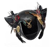 ECMQS Cappello da pirata con bordo decorativo per uomini e donne, ideale per feste a tema, cappello da pirata con teschio