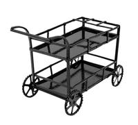 ECMQS Carrello espositore per sala da pranzo in miniatura, accessorio per | Carrello a due ripiani in metallo nero con maniglia di protezione laterale per layout collezionisti