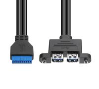 ECMQS Cavo di prolunga USB 3.0 con staffa a pannello, 0,5 m | Due prese USB-a femmina, spina maschio accoppiata, design di montaggio per accesso alla custodia desktop
