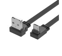 ECMQS Cavo USB 2.0, piegato | Doppio cavo piatto in silicone a 90 gradi, cavo di sincronizzazione da 30 cm per scrivania pulita o uso del veicolo