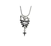 ECMQS Collana con ciondolo a forma di stella, con cordoncino nero, stile punk, gioiello per donne e ragazze, simbolo dell'amore