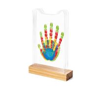 ECMQS Cornice per luce notturna con impronta di mano, effetto legno | Decorazione ricordo per l'angolo del tavolo della cameretta dei bambini