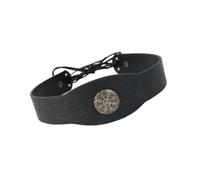ECMQS Corona medievale in pelle PU con accenti metallici | Accessorio per capelli legato dietro per un look da festa