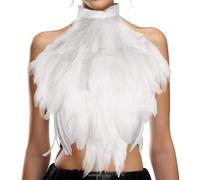 ECMQS Costume da angelo da strega, imbracatura per il corpo con piume | Gilet di piume naturali, accessori per costumi di Halloween, cosplay, costume da strega da donna