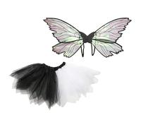 ECMQS Costume da fata alla moda con farfalla colorata, 2 pezzi | Elegante set di fate con gonna in tulle per cosplay e costume per eventi di Halloween