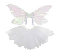 ECMQS Costume da fata alla moda con farfalla colorata, 2 pezzi | Elegante set di fate con gonna in tulle per cosplay e costume per eventi di Halloween