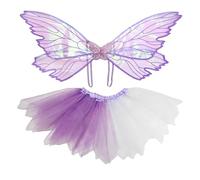 ECMQS Costume da fata alla moda con farfalla colorata, 2 pezzi | Elegante set di fate con gonna in tulle per cosplay e costume per eventi di Halloween