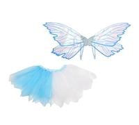 ECMQS Costume da fata alla moda con farfalla colorata, 2 pezzi | Elegante set di fate con gonna in tulle per cosplay e costume per eventi di Halloween