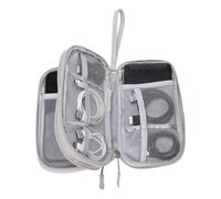 ECMQS Custodia per accessori per auricolari, doppio strato | Tasca in rete con cerniera e fascia elastica e cinturino da polso