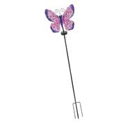 ECMQS Farfalla in metallo con palo luce, viola | Decorazione solare esterna del passaggio pedonale con il bagliore alimentato dal sole per gli angoli del patio e l'accento