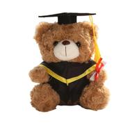 ECMQS Giocattolo orso imbottito per il collare giallo | Imbottitura in cotone per prestazioni accademiche, peluche con orso dei cartoni animati, forniture di addio al celibato