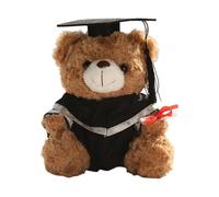 ECMQS Giocattolo orso imbottito per il collare grigio | Imbottitura in cotone per prestazioni accademiche, peluche con orso dei cartoni animati, forniture di addio al celibato