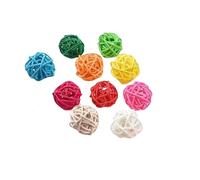 ECMQS Interactively Avian Plaything Palla in rattan intrecciato per esercizi ai piedi e sviluppo cognitivo arrampicata giocattolo da masticare colorato rattan palla decorazioni