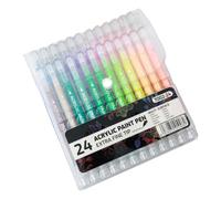 ECMQS Pennarelli da disegno con custodia trasparente, 24 colori | Punta extra fine per apprendimento artistico e disegno dettagliato, appunti creativi ed esercizi di scrittura