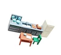 ECMQS Set di accessori da cucina in miniatura con armadietto | Bancone lavello credenza tavolo sedia piccola scala pezzi di decorazione per scene di storia collezione accento interno