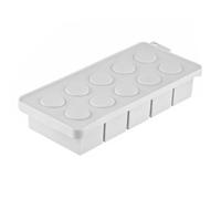 ECMQS Stampo per cubetti di ghiaccio in silicone, set da 2 pezzi, bianco | Vassoio per porzioni per congelatore con coperchio, design con comunicazione stampa per la conservazione di brodo