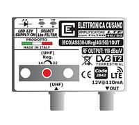 (ECO) ASS30-UReg(4G/5G)/1OUT - Amplificatore Antenna TV con Filtro LTE 4G e 5G (Selezionabile), Amplificatore Antenna da Palo, 1 Ingresso UHF, Gain 30dB, Amplificatore Antenna 1 Uscita, Made in Italy