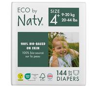 Eco by Naty Eco-Friendly Baby Nappies - 100% Plant-Based Materials on Skin, Soft, for Sensitive Skin & Super Absorbent (Size 4+, 144 Count)