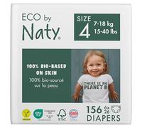 Eco by Naty Eco-Friendly Baby Nappies - 100% Plant-Based Materials on Skin, Soft, for Sensitive Skin & Super Absorbent (Size 4, 156 Count)
